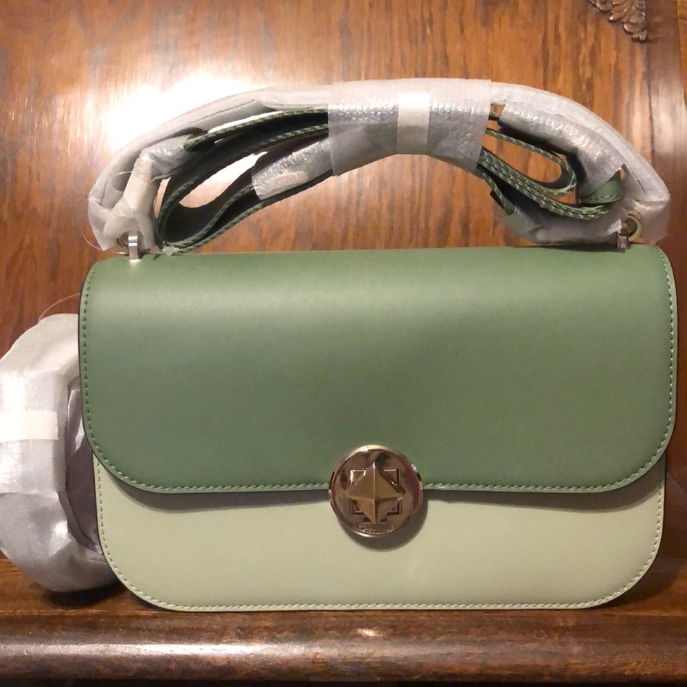 NWT-Kate Spade-Audrey-Colorblock Flap Crossbody Bag-Sage Bundle-Leather-$399
